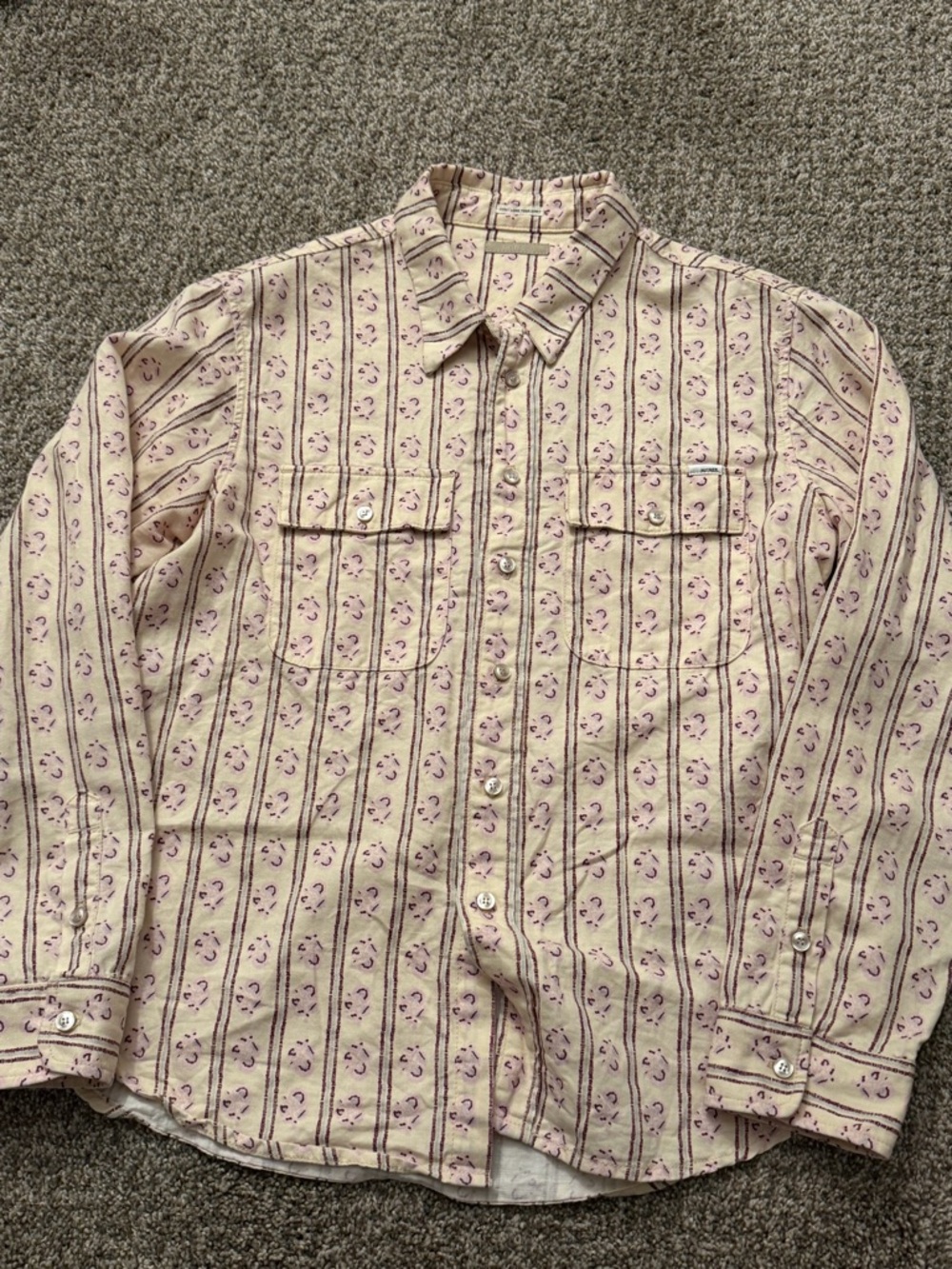 Mother Cream Patterned Long-Sleeve Button-Up Shirt